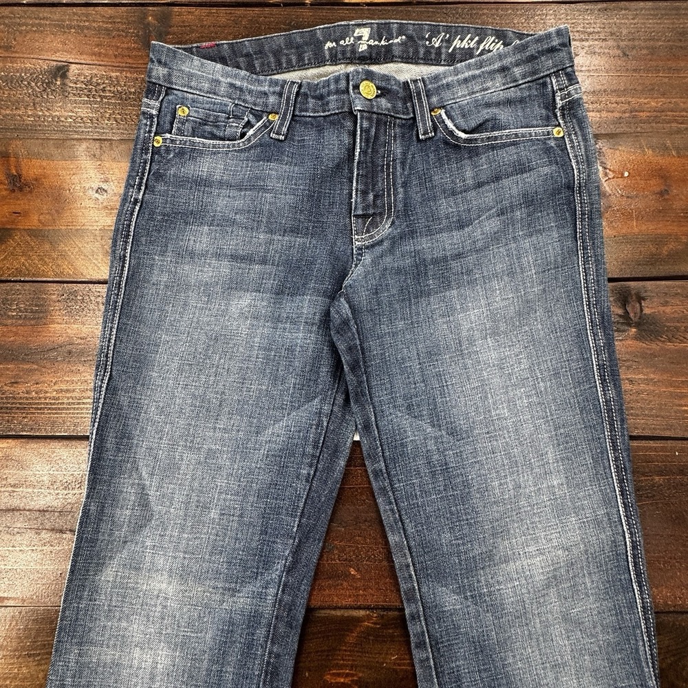 7 For All Mankind Womens Bootcut Jeans A Pocket Flip Flop Distressed Size 31/30 - Picture 13 of 13
